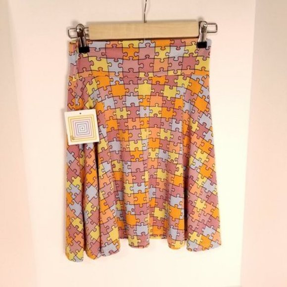 Lularoe Girls Azure Jigsaw Puzzle Skirt - Picture 3 of 4